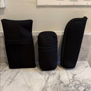 Kusshi Black Neoprene Zip Pouches – Set of 3